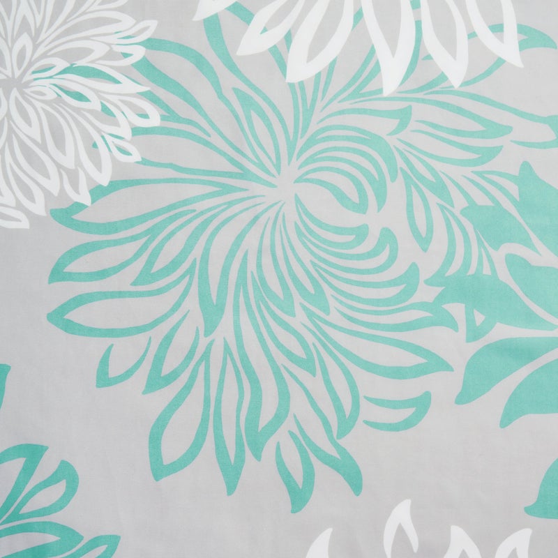 Comfort Spaces Enya Bathroom Shower Floral Printed Cute Chic Microfiber Fabric Bath Curtains, 72"x72", Aqua/Grey - Image 2